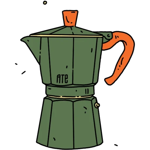 café géiser, icono de cafetera géiser, vector de café géiser, dibujo de cafetera géiser, dibujo de fondo negro de la máquina de café