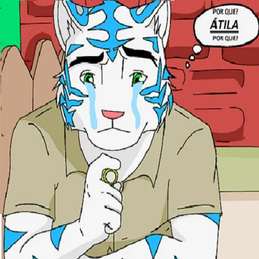 animação, conector, arte fry, blue tiger fury, pele animal tigre branco