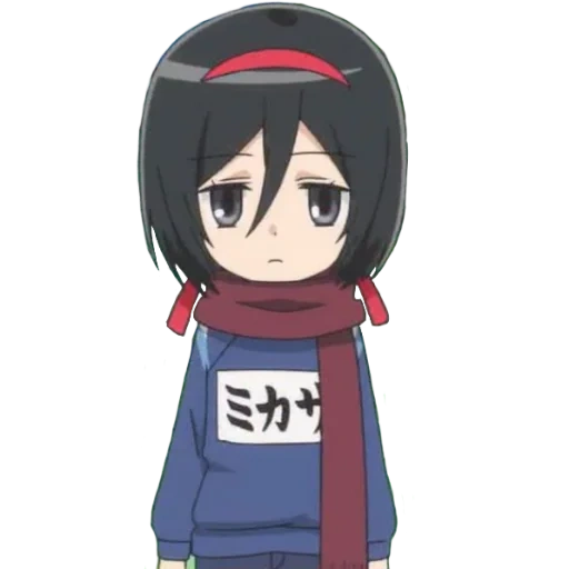 mikasa, sancha chibi, animação sancha, personagem de anime, o ataque dos três deuses titãs