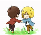 picture, eren armin, attack of the titans, armin eren chibi, anime characters