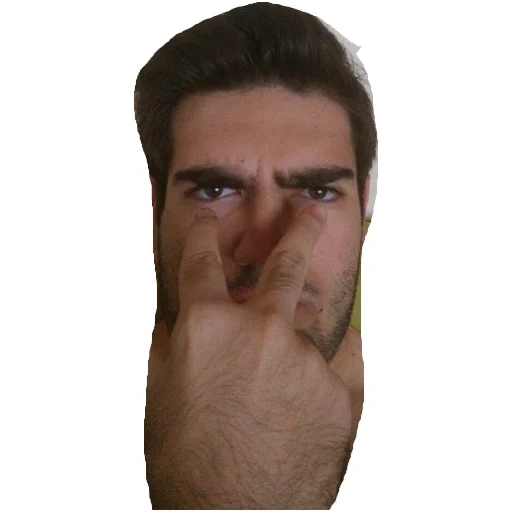face, the male, human, child, a finger with a white background
