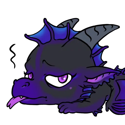 anime, dragones, el dragón es morado, violeta sin dientes, dragón violeta