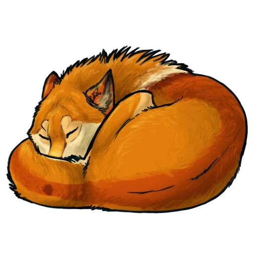 fox, anime, sleeping fox, cartoon fox, cartoon sleeping fox
