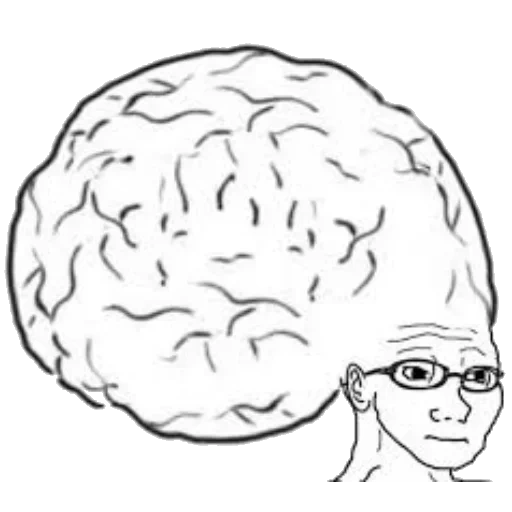 рисунок, огромный мозг, big brain meme, большой мозг мем, головного мозга мем