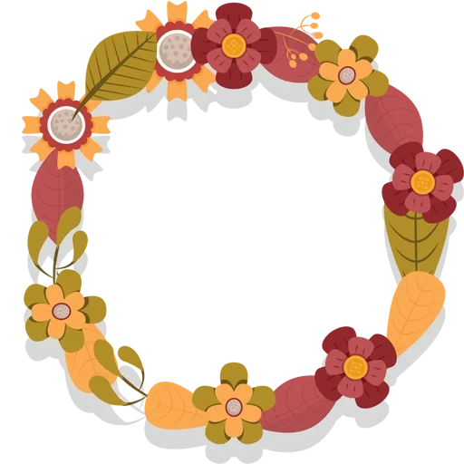 round frame, a round frame of flowers, the frame is round, flower round frame, round frame children's flowers