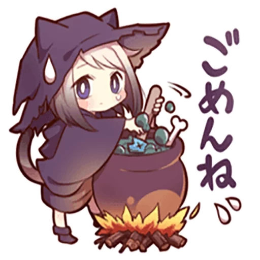 chibi, halloween chibi, personagem de anime, kitten sazi laranja