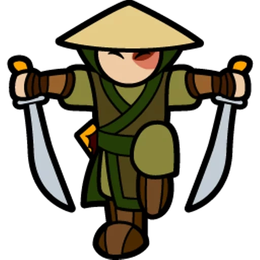 aang, samurai 2d, ninja clipart, samurai kecil, kartun samurai