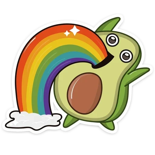 rainbow, funny, avocadics, avocado watsap, stickers avocado thermal