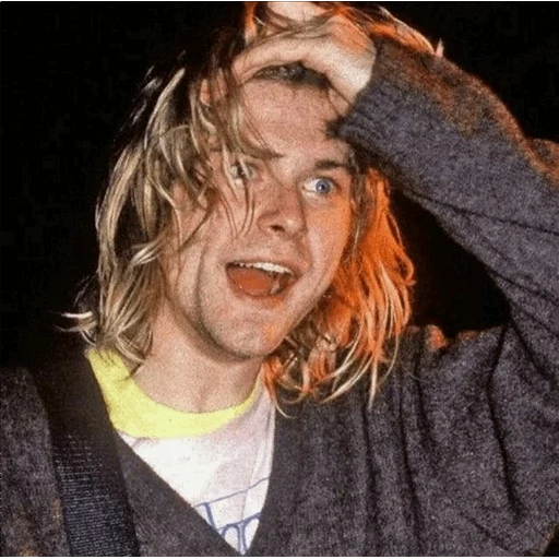 kurt cobain, poster von kurt cobain, kurt cobben nirvana, kurt cobain lacht, konzert von kurt koban 1991