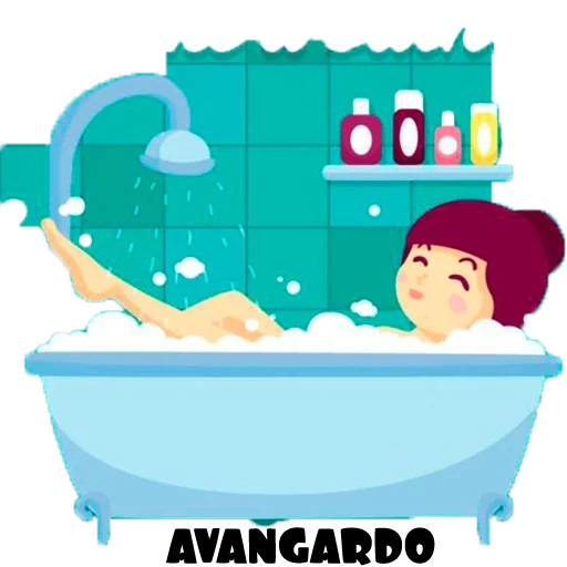 busa mandi, cuci kamar mandi, mandi, menggambar kamar mandi gadis, gadis terletak vektor kamar mandi