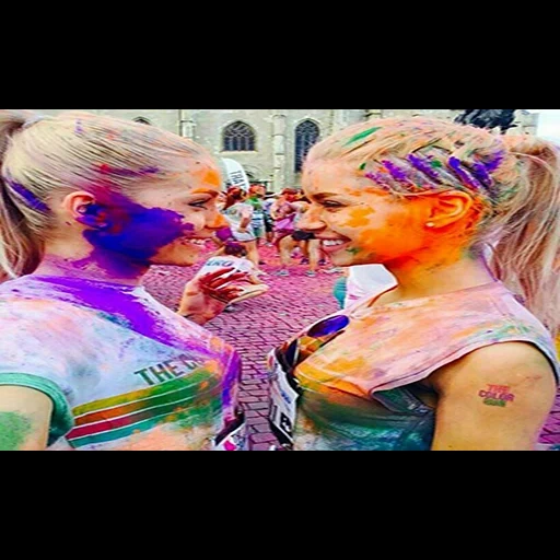 umano, ragazze, amiche, giovane donna, festa dei colori di holi