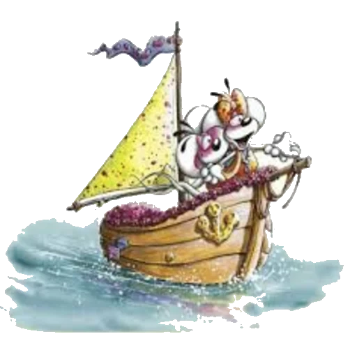 dans le bateau, bateau, le bateau flotte, navire pirate, l'illustration de l'artiste