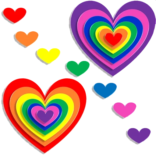 rainbow heart, berwarna-warni berbentuk hati, latar belakang hati pelangi, banyak pelangi hati, photoshop rainbow heart