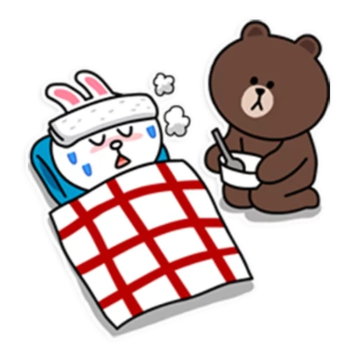 line friends, медведь милый, line friends cony, cony brown новый год, cony and brown болеет