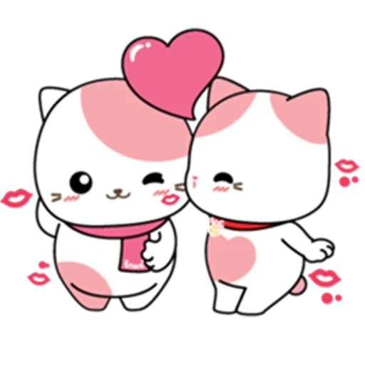 clipart, o tema dos gatos fofos, adesivos kawaii, adorável gatinho rosa, adoráveis esboços de animais