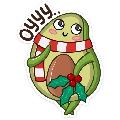 frutta di avocado, avocado a foglia singola, frutta di avocado, modello di avocado carino, sticker di avocado di capodanno