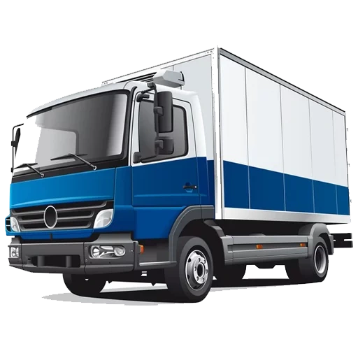 etikett, automobil, mercedes truck, mercedes benz truck, van truck mit weißem hintergrund