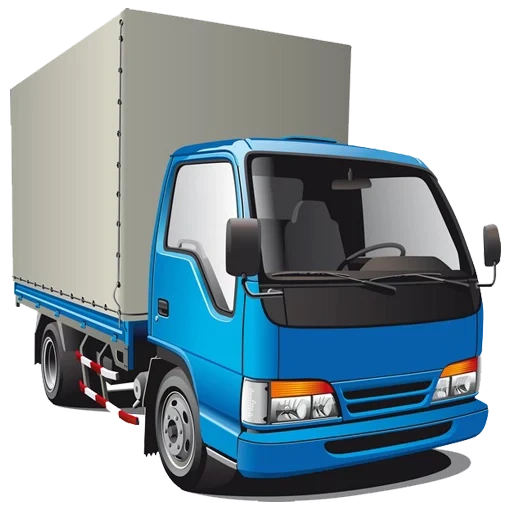 camion blu, furgone cargo, trasporto merci, movers di trasporto di carico, piccolo camion blu