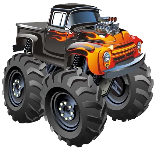 monster truck, monster truck, dessins animés monster truck, monster parking onley, cartoon de camion monstre