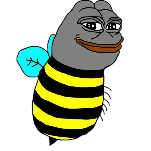 a meme bee, pepe bee, pepe bee, pepa bee, stubbing a bee