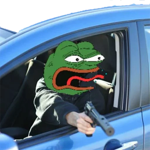 pepe, la macchina, angry pepe, pepe zabka drive, frog kermit guida