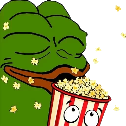 rana pepe, palomitas de maíz, rana pepe, pepe popcorne, dibujo de popkorna