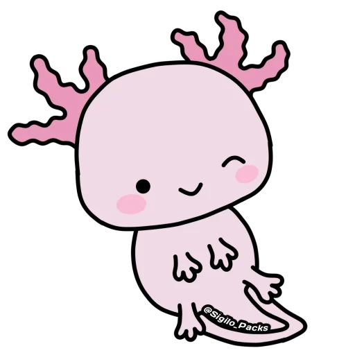axolotl, axolotl art, axolotle is cute, axolotl drawing, axolotle stickers are kawaii