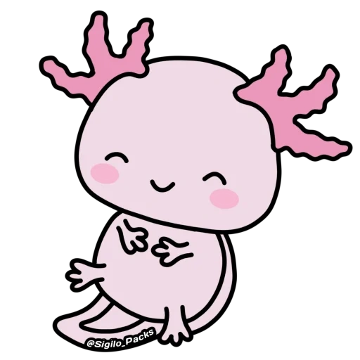 axolotl, axolotl art, axolotl drawing, axolotle coloring, axolotle stickers are kawaii