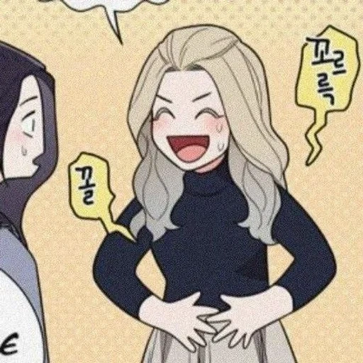 animação, manhua, mankhwayuri, personagem wenhua, loira gigante manhua garota loira