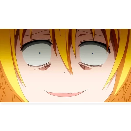 sorriso, rosto do anime, sorriso de anime, anime nisekoi, rosto astuto do anime