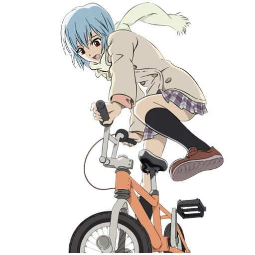 evangelical, ayanami ray, cartoon characters, ayanami rei bicycle, evangelion rei ayanami