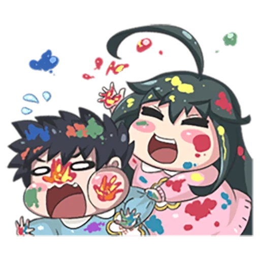 animação casal fofo, lily mary jin jun, personagem de anime chibi