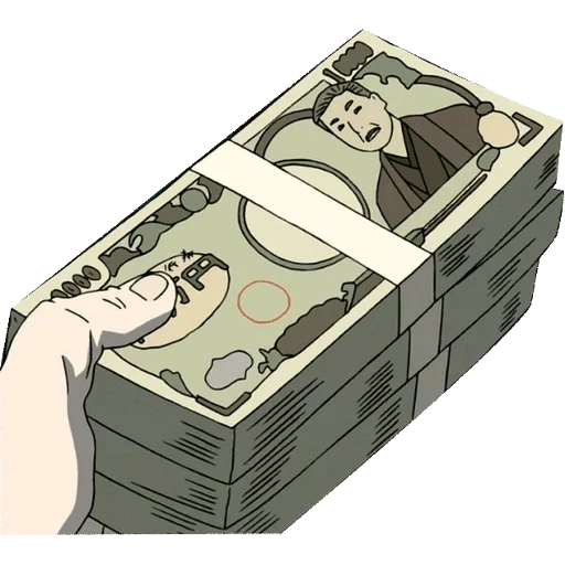 of money, money, a pack of money, anime money, drawing of money