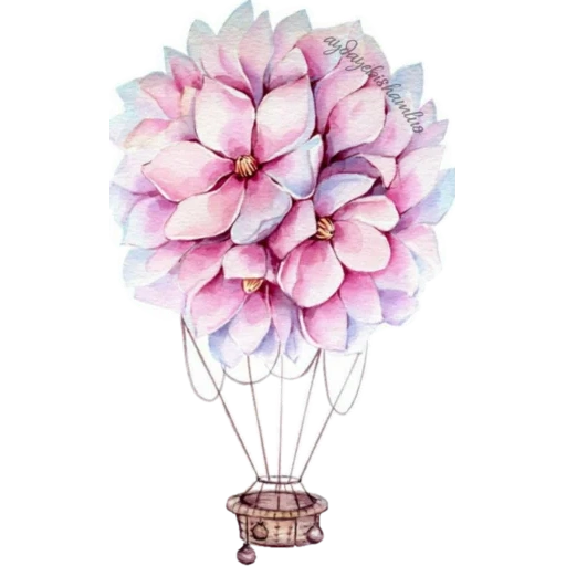 цветы акварелью, цветы акварельные, цветочные иллюстрации, цветы акварелью простые, акварельный воздушный шар цветами