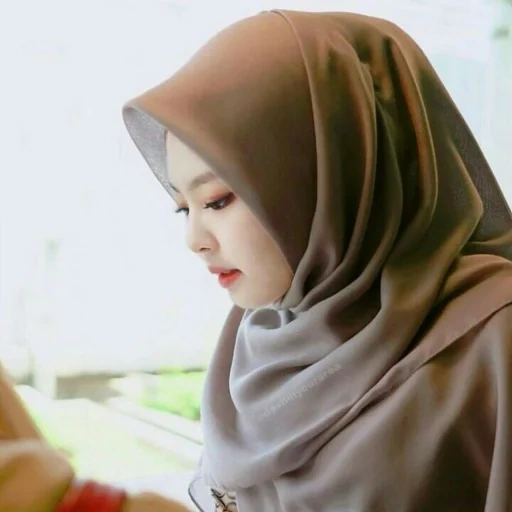 hijab, chica, hijab cantik, jenny blackpink, turbante de polvo negro jenny