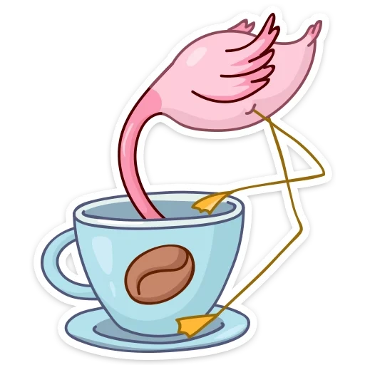 copa, una taza de té, flamingo eyo, platos de taza de té de dibujos animados