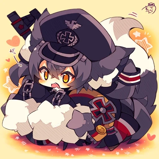 art de l'anime, anime neko, ciuqing lane chibi, bande dessinée mignonne, bismarck azur lane chibi