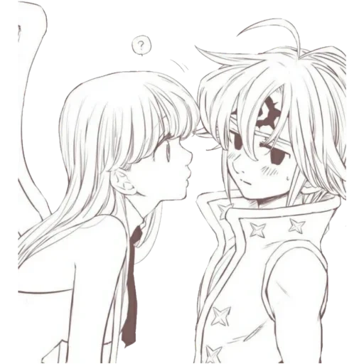 meliodas ap felk, meliodas elizabeth, meliodas elizabeth zeldris, sieben sterbliche sünden meliodas elizabeth 18, meliodas elizabeth zeichnung mit bleistift angel dämon