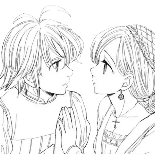 foto, mangá de anime, desenhos de mangá, meliodas elizabeth hyundai, sete pecados mortais meliodas elizabeth