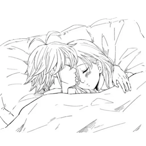 immagine, disegni anime, le coppie anime dormono, belle coppie anime, coppie di anime di manga