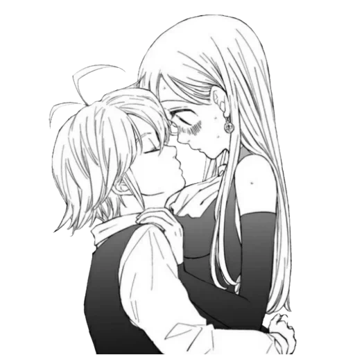 lovely anime couples, meliodas elizabeth, meliodas elizabeth love, meliodas elizabeth kiss, meliodas elizabeth kiss manga