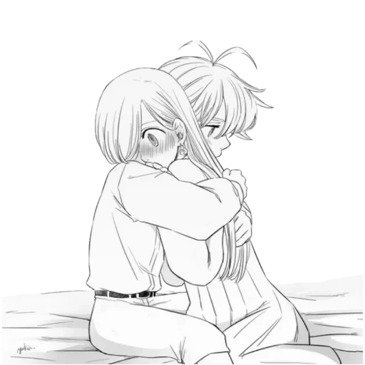 anime cute, anime drawings of a couple, coloring anime pairs, meliodas elizabeth 18, meliodas elizabeth love