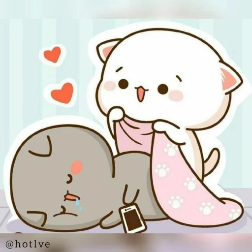 gambar kawaii yang lucu, kucing kawaii yang cantik, love cats kawaii, kawaii kucing pasangan, sketsa gambar kucing lucu