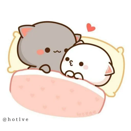 lindos dibujos de kawaii, mochi mochi durazno gato, encantadores gatos kawaii, kawaii gatos una pareja, kawai chibi cats love