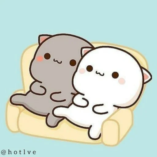 kitty chibi kawaii, cute kawaii drawings, lovely kawaii cats, kawaii cats a couple, kawai chibi cats love
