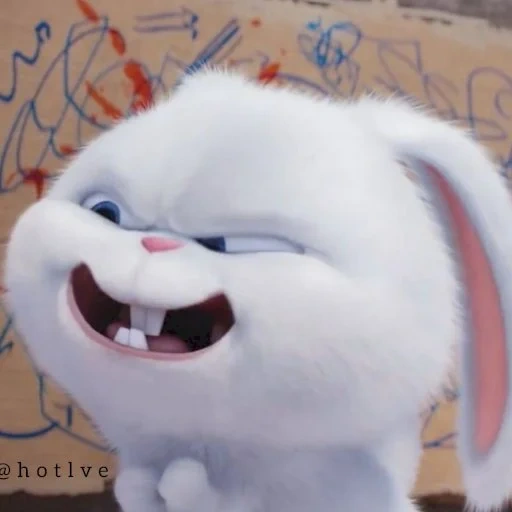 bola de nieve de conejo, conejo malvado, la bola de nieve de conejo está triste, dibujos animados de bola de nieve de conejo, bola de nieve de conejo la última vida de las mascotas 1