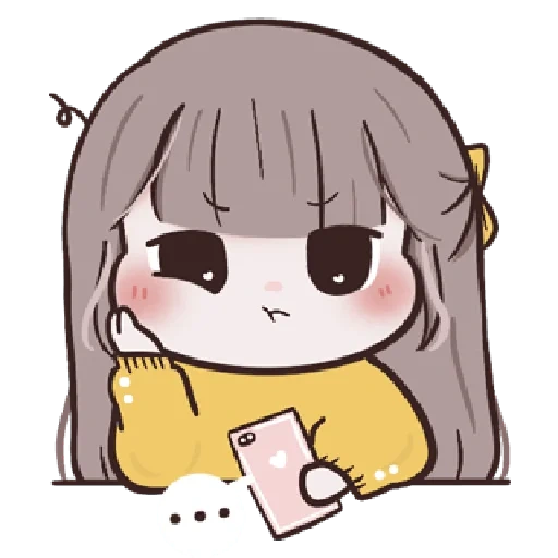 menggambar, gambar kawaii lucu, gambar kawaii, menunggu emoji anime, girl