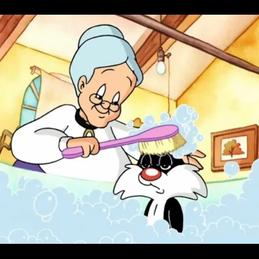 looney tunes, baby luni tunz, nenek luni tunz, looney tunes granny, baby luni tunz sylvester milk