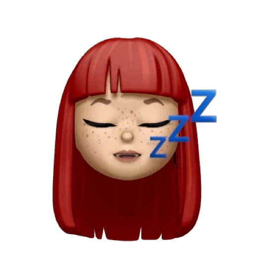 emoji, mémoji, jeune femme, emoji de fille endormie