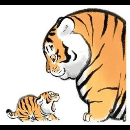 a chubby tiger, fat tiger, tiger stripes, bu2ma_ins tiger, tiger illustration